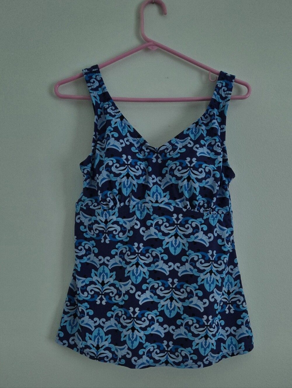 Blue Patterned V-Neck Women’s Tank Top